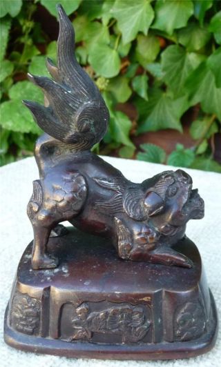 Antique 19thc Chinese Bronze Dog Of Fo Foo Lion Statue photo