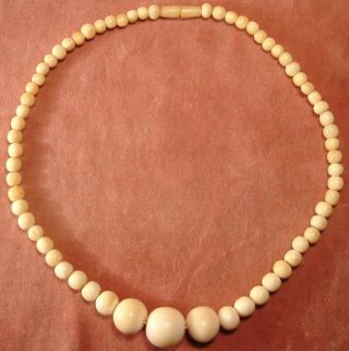 Vintage Cow Bone Bead Ball Necklace,  C1930 photo