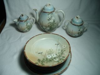 Vintage Japanese 10 Piece Dessert Set,  Hand Painted And Enamelled photo