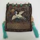 2 Antique 19th C Chinese Gold Silk Couched Rank Badge Bag Duck Or Crane Moon Robes & Textiles photo 4