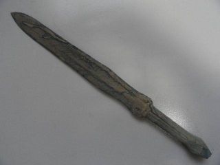 Chinese Bronze Old Long Sword Exquisite Carved Handle Unique Style 4 photo