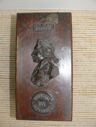 19thc Oak Tea Caddie Box With Carved Bust Of Nelson photo