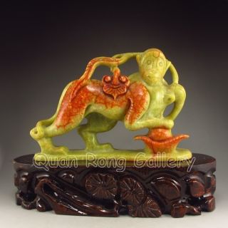 Chinese Jade Statue - Monkey & Ruyi Nr photo