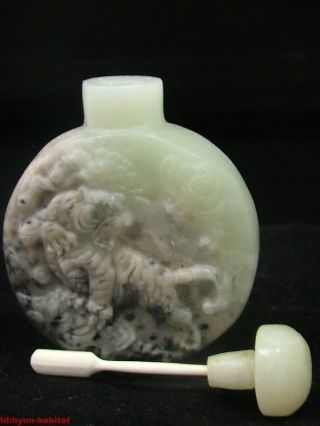 Wonderful Chinese Antique Hand Carved Green Jade 