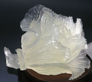 470g Ancient China Hetian Jade Hand - Carved White Jade Big Statue Cabbage 4.  9inch photo
