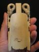 Antique Ox Bone 象牙 Chinese Carved Emperor Dragon Mask Plaque Carving Good Cond. Buddha photo 10