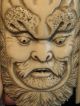 Antique Ox Bone 象牙 Chinese Carved Emperor Dragon Mask Plaque Carving Good Cond. Buddha photo 11