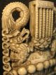 Antique Ox Bone 象牙 Chinese Carved Emperor Dragon Mask Plaque Carving Good Cond. Buddha photo 7