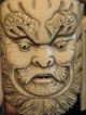 Antique Ox Bone 象牙 Chinese Carved Emperor Dragon Mask Plaque Carving Good Cond. Buddha photo 8