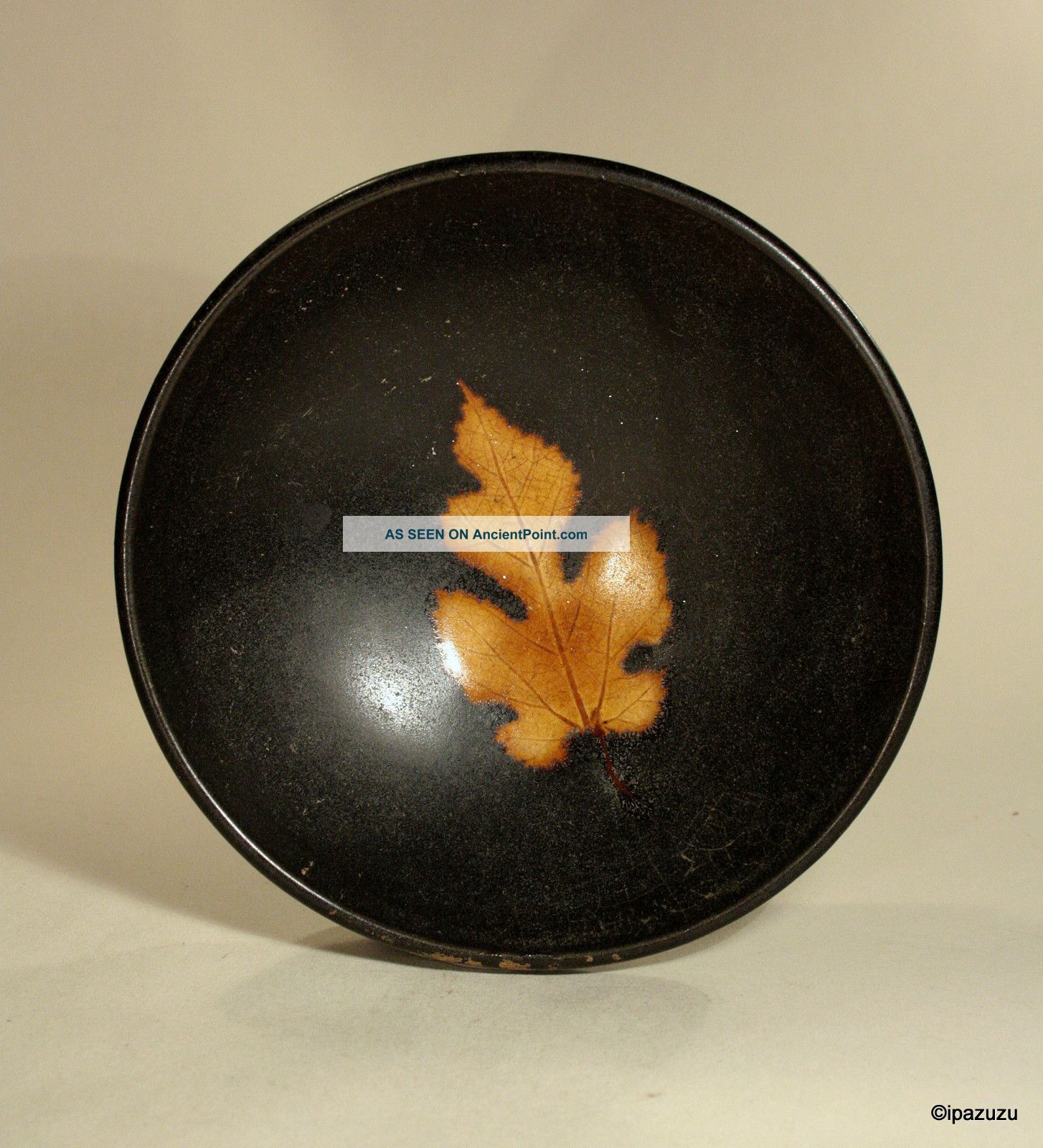 Chinese Jizhou Style Black Glazed Bowl Leaf Design No:1 Bowls photo