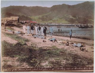 Painted Kowloon China Execution Decapitatated Pirate Hand Colored Vintage Photo photo