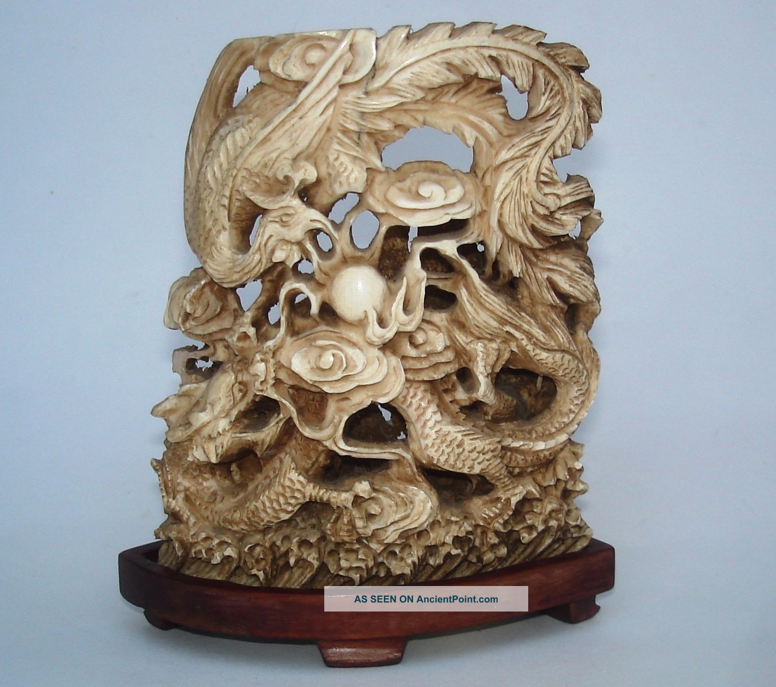 Antique Chinese Faux Ivory Carved Ornament On Stand. Other photo