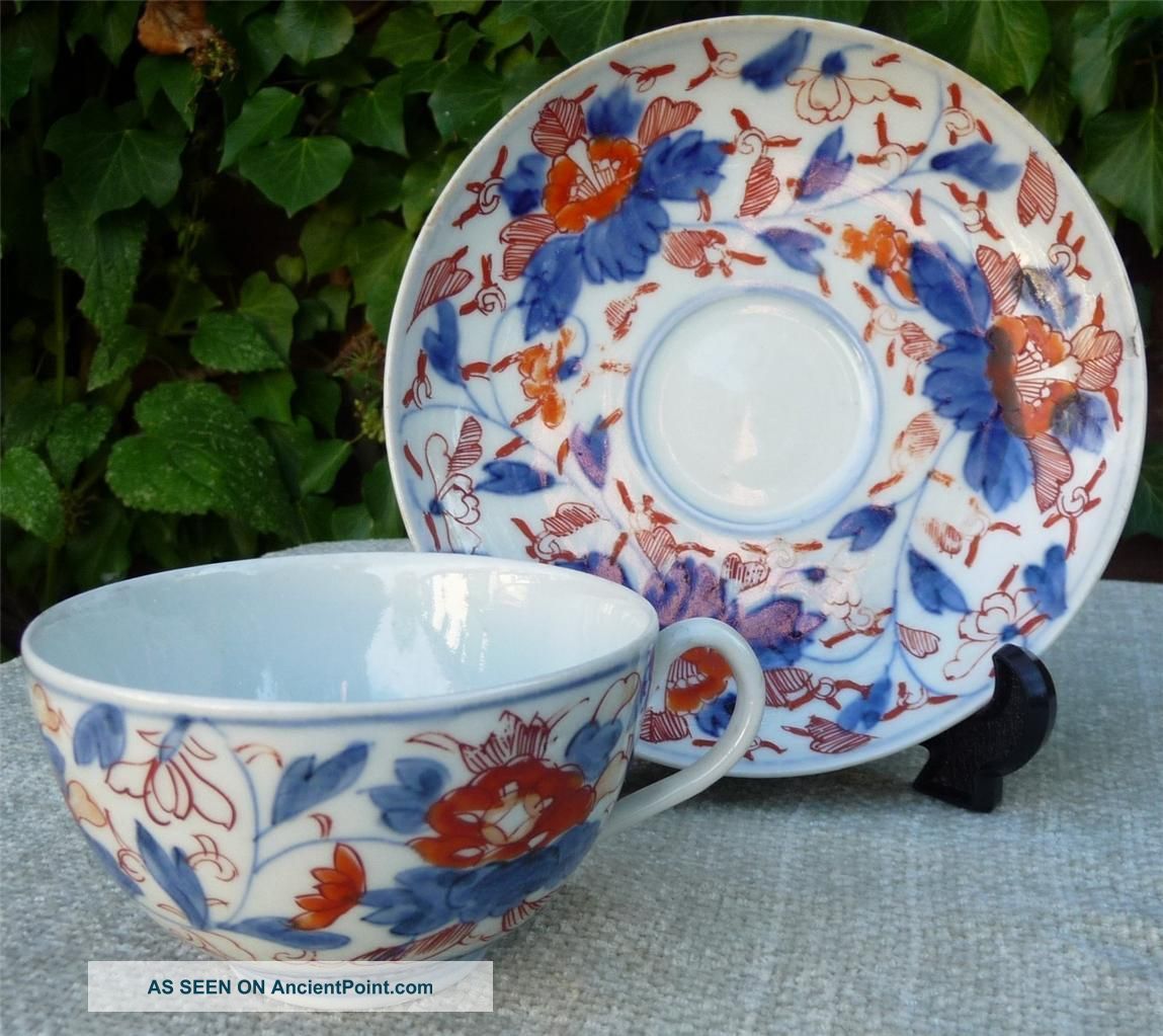 Lovely Antique Chinese 18thc Qianlong Imari Cup And Saucer Dish Plates photo