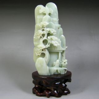 Chinese Hand - Crafted Carved Hetian Jade Statue & Teacher And Student photo
