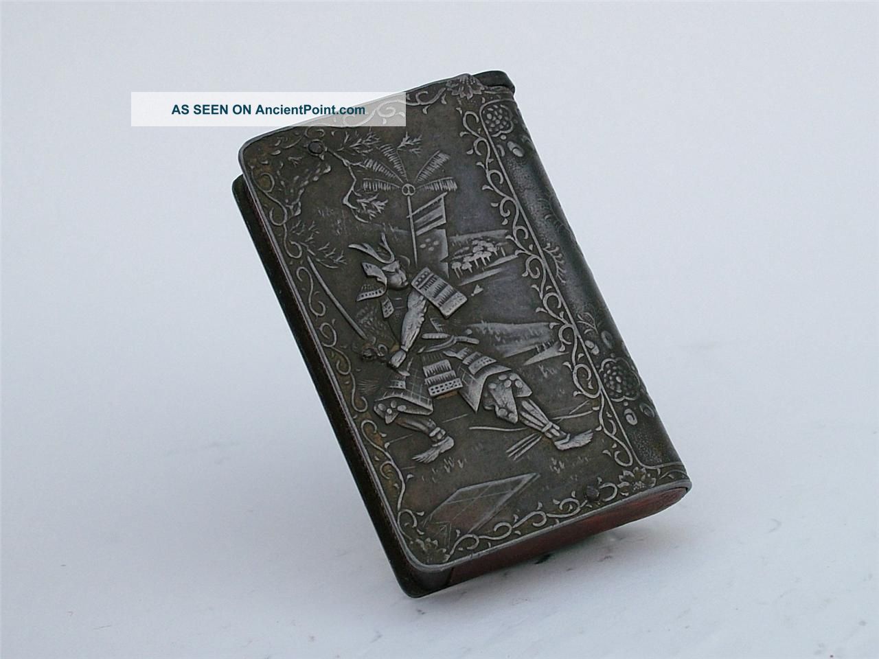 Antique Japanese Vesta Case With Samurai Warrior Other photo