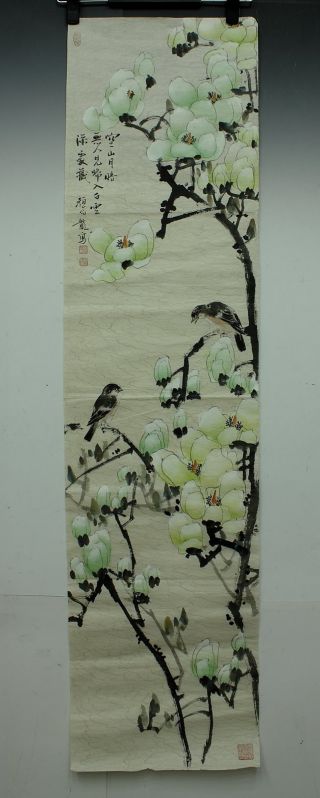 Jiku1359 Js China Scroll Flowers & Birds Makuri 顔伯龍 photo