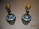 Unusual Pair Chinese Cloisonne Vases Bottle Shaped Millers Antiques Vases photo 2