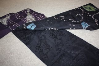 Japaneae Antique Rinzu - Silk & Shibori Fukuro - Obi Textile1900 - 1940 photo