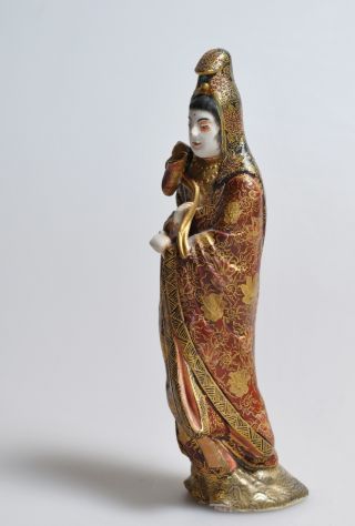 Late 19th C.  Antique Miniature Figurine Of Lady In Rich Dress Satsuma Porcelain photo