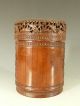 Chinese Carved Bamboo Brushpot And Cover 19thc Woodenware photo 3