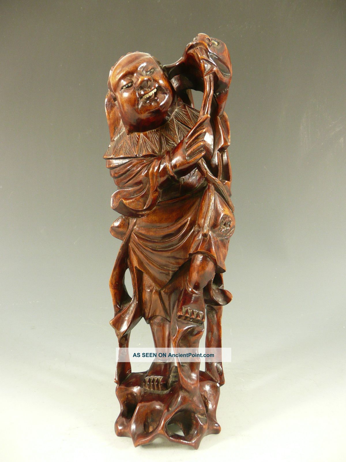 Chinese Carved Wood Figure Of An Immortal Li Tieh Kuai 19thc Woodenware photo