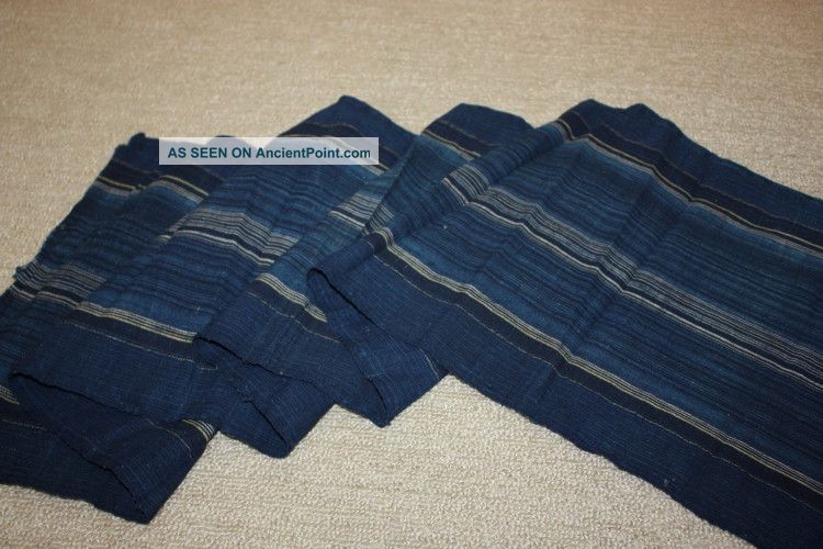 Japaneae Antique Indigo Dye Cotton Stripe Yatara - Jima Hand - Spun Textile 1868 Kimonos & Textiles photo