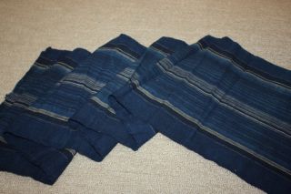 Japaneae Antique Indigo Dye Cotton Stripe Yatara - Jima Hand - Spun Textile 1868 photo