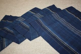 Japaneae Antique Indigo Cotton Stripe Yatara - Jima Hand - Spun Textile 1868 - 1920 photo