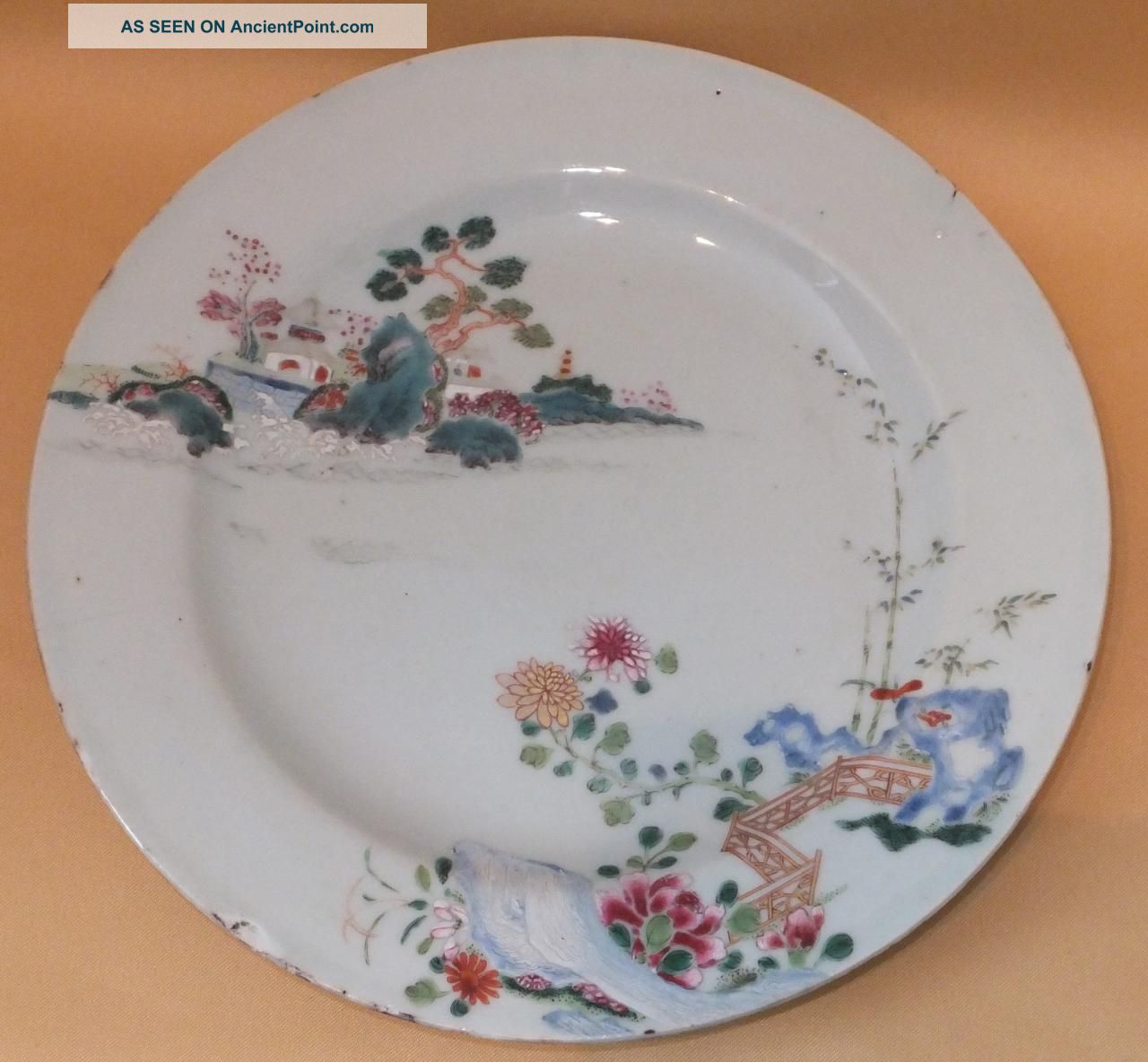 Chinese Handpainted Scene Plate Qianlong C1736 - 95 Porcelain photo