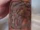 18th C Carved Chinese Bamboo Brush Pot With Figural Scenes & Script Decor Woodenware photo 4