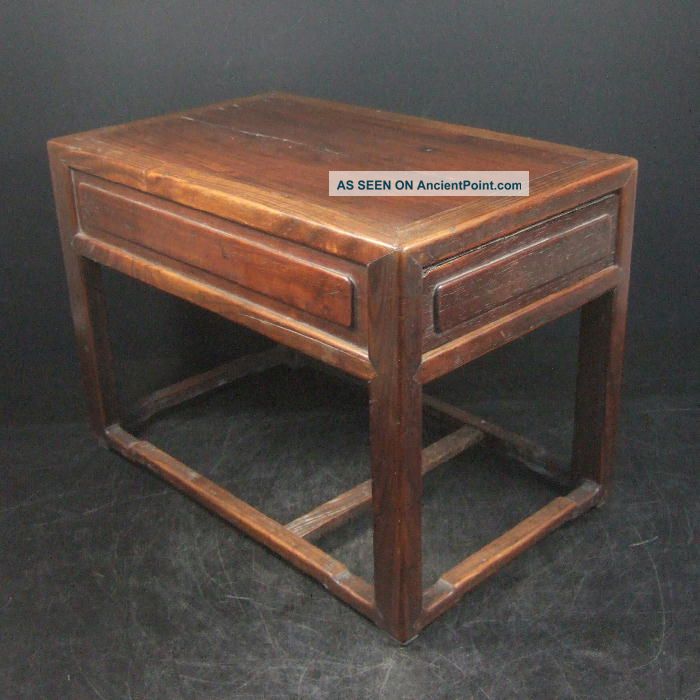 F775: Japanese Wooden Tall Display Stand With Drawer Made From Popular Karaki Other photo