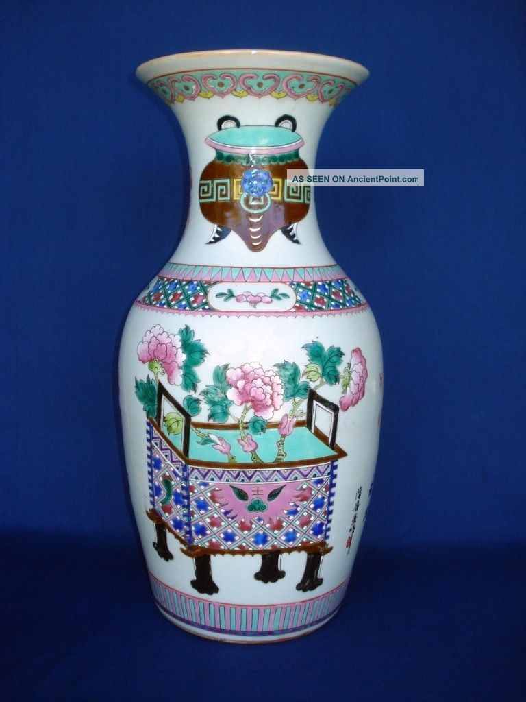 Fine Large Antique Chinese Porcelain Famille Rose Vase 19th C Inscribed Vases photo