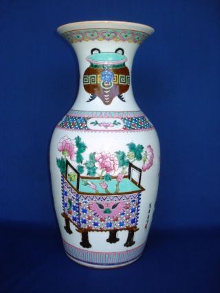Fine Large Antique Chinese Porcelain Famille Rose Vase 19th C Inscribed photo