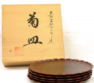 Japanese Vintage Lacquer Ware Tea - Thing Kashiki,  Traditional Chrysanthemum photo
