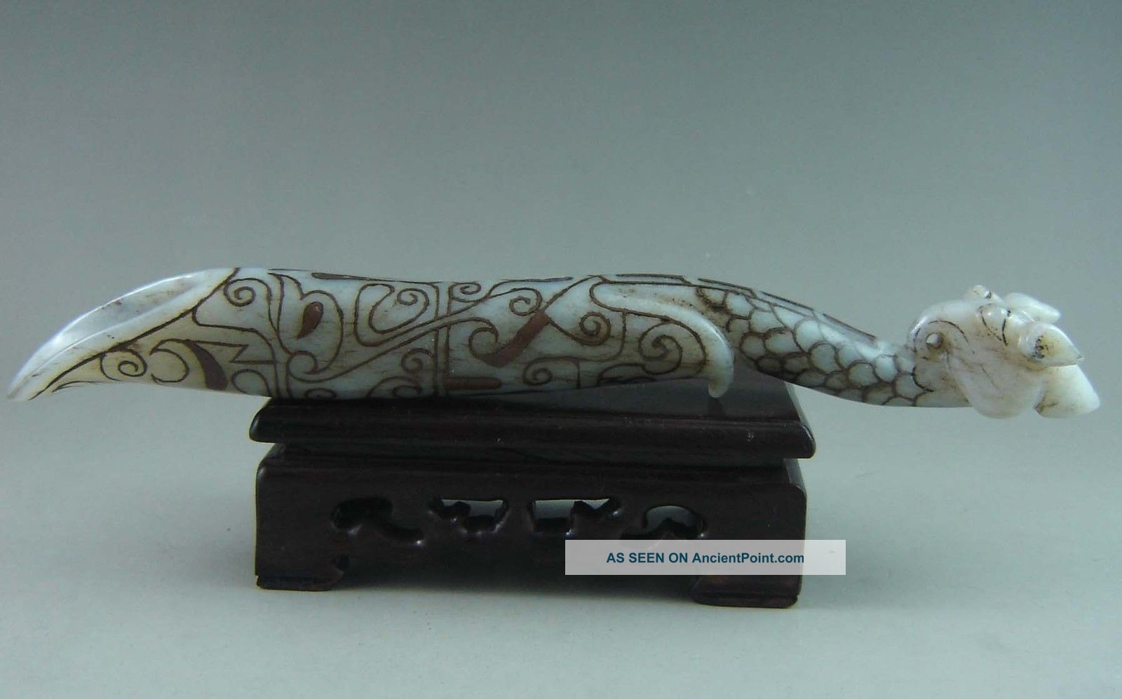 Antique Chinese Hetian Jade Carved Phoenix Spatula Carving Other photo