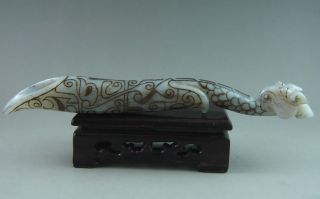 Antique Chinese Hetian Jade Carved Phoenix Spatula Carving photo