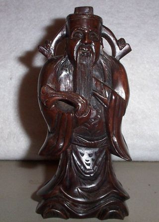 Vintage Estate Asian Japanese Chinese Wood Carved Figurine Statue Great Detail photo