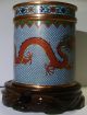 Antique 19th Century Chinese Cloisonne Jar 5 Toed Dragons Chasing Flam Pearl Vases photo 4