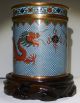 Antique 19th Century Chinese Cloisonne Jar 5 Toed Dragons Chasing Flam Pearl Vases photo 5