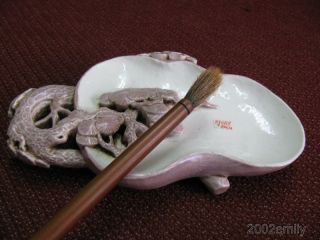 Chinese Porcelain Carved Tree Pattern Inkwell / Brush Washer photo