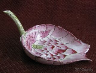 Chinese Porcelain Carved Lotus Leaf Shape Spoons photo