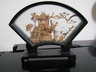 Vintage Chinese Hand Carved Cork Diorama By San You photo