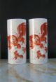 Pair Of Chinese Color Dog Porcelain Vase Vases photo 9