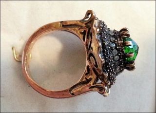 Fabolous 19th Century Ottoman Turkish Diamond & Emerald Ring photo