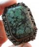 Large Antique Chinese Turquoise Brooch Clip Carved & Repoussed Marked China Other photo 2