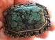 Large Antique Chinese Turquoise Brooch Clip Carved & Repoussed Marked China Other photo 5