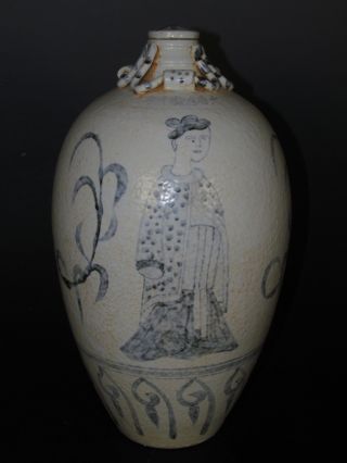 Chinese Blue And White Porcelain Figure Vase photo