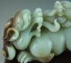 825g Old Chinese Hetian Jade Carved Double Beast Carving Other photo 1