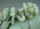 825g Old Chinese Hetian Jade Carved Double Beast Carving Other photo 2