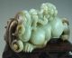 825g Old Chinese Hetian Jade Carved Double Beast Carving Other photo 5